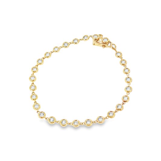 Yellow Gold Bezel-Set Diamond Tennis Bracelet