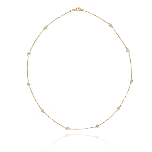 Diamond Station Necklace 14kt Yellow Gold